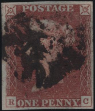 141135 1841 1D RED PL.1B (SG7)(RC) GOOD USED.