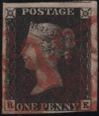 141136 1840 MATCHED PAIR 1D BLACK PL.6 (SG2) STATES ONE AND TWO (SPEC AS43) LETTERED RE.