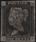 141136 1840 MATCHED PAIR 1D BLACK PL.6 (SG2) STATES ONE AND TWO (SPEC AS43) LETTERED RE.