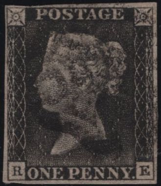 141136 1840 MATCHED PAIR 1D BLACK PL.6 (SG2) STATES ONE AND TWO (SPEC AS43) LETTERED RE.