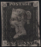 141137 1840 MATCHED PAIR 1D BLACK PL.6 (SG2) STATES ONE AND TWO (SPEC AS43) LETTERED SE.