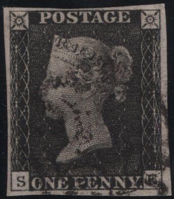 141137 1840 MATCHED PAIR 1D BLACK PL.6 (SG2) STATES ONE AND TWO (SPEC AS43) LETTERED SE.