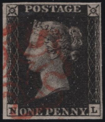141138 1840 MATCHED PAIR 1D BLACK PL.6 (SG2) STATES ONE AND TWO (SPEC AS43) LETTERED NL.