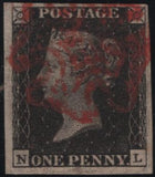 141138 1840 MATCHED PAIR 1D BLACK PL.6 (SG2) STATES ONE AND TWO (SPEC AS43) LETTERED NL.
