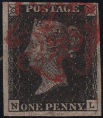 141138 1840 MATCHED PAIR 1D BLACK PL.6 (SG2) STATES ONE AND TWO (SPEC AS43) LETTERED NL.