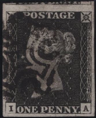 141140 1840 MATCHED TRIO LETTERED IA 1D BLACK PL.1A (SG2), 1D BLACK PL.1B (SG2) AND 1D RED PL.1B (SG7), PLATE 1B's CONSTANT VARIETY.
