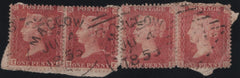 141146 1858 DIE 2 1D (SG40) X 2 WITH SEVERAL STRIKES 'MALLOW/331' IRISH SPOON CANCELLATIONS (RA41).