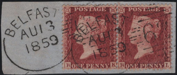 141151 1859 SMALL PIECE DIE 2 1D (SG40) X 2 WITH TWO STRIKES 'BELFAST/62' IRISH SPOON TYPE b (RA13).