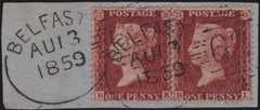 141151 1859 SMALL PIECE DIE 2 1D (SG40) X 2 WITH TWO STRIKES 'BELFAST/62' IRISH SPOON TYPE b (RA13).
