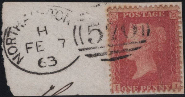 141166 1863 SMALL PIECE 1D (SG40) 'NORTHAMPTON/570' SPOON 1ST RE-CUT (RA107).