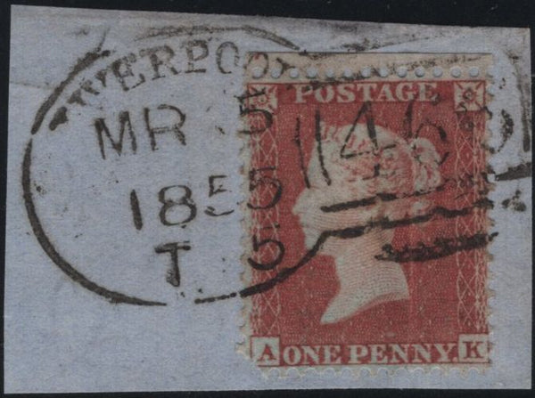 141171 1854/1855 SMALL PIECES X 3 WITH LIVERPOOL SPOON CANCELLATIONS TYPE 'A15' (RA52).