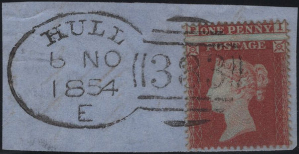 141178 1854-1855 SMALL PIECES X 4 WITH 'HULL/383' SPOON CANCELLATION TYPE 'C' (RA40).