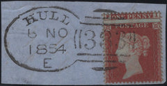 141178 1854-1855 SMALL PIECES X 4 WITH 'HULL/383' SPOON CANCELLATION TYPE 'C' (RA40).