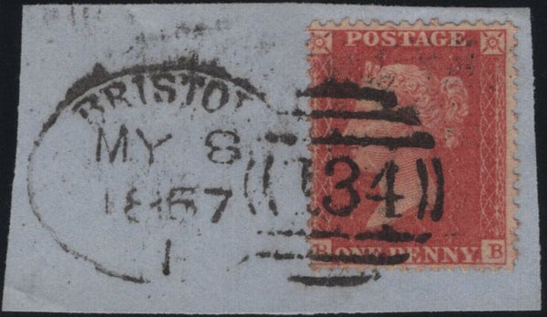 141184 1857 SMALL PIECE WITH 1D (SPEC C9(3) 'BRISTOL/134' SPOON TYPE A RE-CUT (RA27).