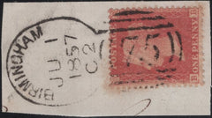 141198 1857 SMALL PIECE 1D (SPEC C9(3)  ' BIRMINGHAM/75' SPOON TYPE 'C2' RE-CUT (RA10).