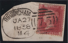141199 1858 SMALL PIECE 1D (SG40) 'BIRMINGHAM/75' SPOON TYPE 'B4' RE-CUT (RA8).