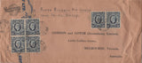 141212 1941 LARGE ENVELOPE AIR MAIL LONDON TO MELBOURNE, AUSTRALIA WITH KGVI 1S BISTRE-BROWN X 2, 2/6 BROWN (SG476), 5S RED (SG477) X 6 AND 10S DARK BLUE (SG478) X 6.