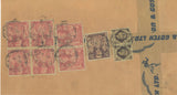 141212 1941 LARGE ENVELOPE AIR MAIL LONDON TO MELBOURNE, AUSTRALIA WITH KGVI 1S BISTRE-BROWN X 2, 2/6 BROWN (SG476), 5S RED (SG477) X 6 AND 10S DARK BLUE (SG478) X 6.