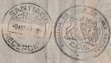 141226 1943 AIR MAIL FROM THE CHILIAN EMBASSY IN LONDON TO SANTIAGO, CHILE WITH 6D PURPLE AND 10S ULTRAMARINE (SG478b).