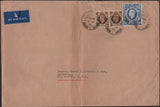 141231 1946 LARGE ENVELOPE AIR MAIL LONDON TO ST LUCIA WITH 1S BISTRE-BROWN X 2 AND 10S ULTRAMARINE (SG478b).