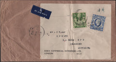 141234 1948 AIR MAIL LONDON TO MELBOURNE, AUSTRALIA WITH 2/6 YELLOW-GREEN (SG476b) AND 10S ULTRAMARINE (SG478b).