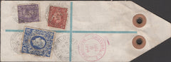 141236 1944 'His Britannic Majesty's Legation' REGISTERED PACKET LABEL LONDON TO PANAMA WITH KGVI 1½D, 3D AND 10S ULTRAMARINE (SG478b), WITH SIGNATURE OF 'ANTHONY EDEN' THE THEN FOREIGN SECRETARY.