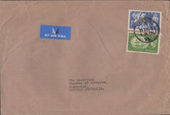 141241 1951 LARGE ENVELOPE LONDON TO FREMANTLE, WESTERN AUSTRALIA WITH 2/6 YELLOW-GREEN (SG509) AND 10S ULTRAMARINE (SG511).