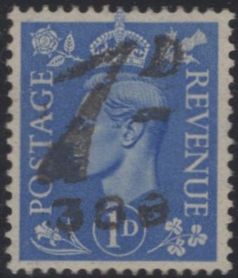 141247 1951 1D LIGHT ULTRAMARINE (SG504) HERNE BAY '1D/366' POSTAGE DUE PROVISIONAL.