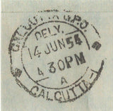 141252 1953 LARGE ENVELOPE LONDON TO CALCUTTA, INDIA WITH PAIR KGVI £1 BROWN (SG512).