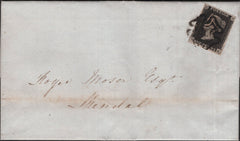 141263 1841 MAIL WATERHEAD, WESTMORLAND TO KENDAL 1D BLACK PL.6 (SG2)(DK).