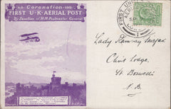 141267 1911 FIRST U.K. AERIAL POST LONDON PRIVILEGE POSTCARD IN VIOLET LONDON TO SCOTLAND.