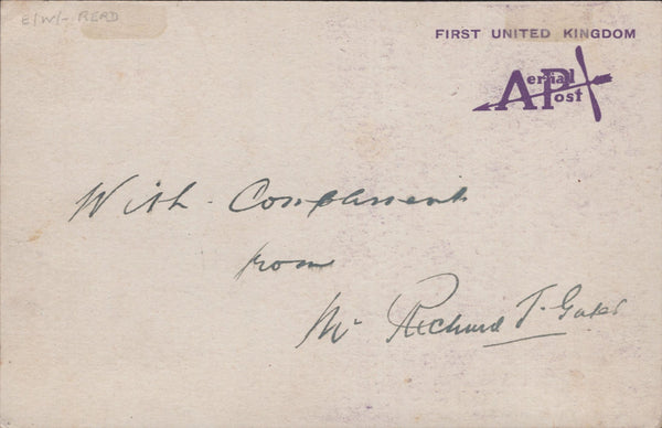 141267 1911 FIRST U.K. AERIAL POST LONDON PRIVILEGE POSTCARD IN VIOLET LONDON TO SCOTLAND.