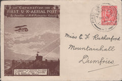 141268  1911 FIRST U.K. AERIAL POST LONDON EMERGENCY ENVELOPE IN DARK BROWN LONDON TO DUMFRIES.
