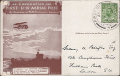 141269 1911 FIRST U.K. AERIAL POST LONDON POSTCARD IN BROWN TO FULHAM PARK, LONDON,