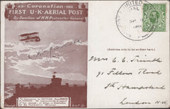 141277 1911 FIRST U.K. ARIEL POST LONDON POSTCARD IN BROWN TO SOUTH HAMPSTEAD SIGNED 'C.H. Greswell' ONE OF THE PLOTS.