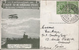 141289 1911 FIRST U.K. AERIAL POST LONDON POSTCARD IN OLIVE-GREEN TO SWITZERLAND.