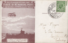 141290 1911 FIRST U.K. AERIAL POST  LONDON POSTCARD REPRINT IN BROWN TO TONBRIDGE.