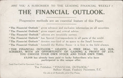 141293 1911 FIRST U.K. AERIAL POST LONDON POSTCARD IN OLIVE-GREEN TO FLEETWOOD WITH 'THE FINANCIAL  OUTLOOK' ADVERT