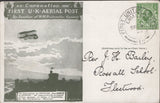 141293 1911 FIRST U.K. AERIAL POST LONDON POSTCARD IN OLIVE-GREEN TO FLEETWOOD WITH 'THE FINANCIAL  OUTLOOK' ADVERT