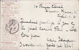 141302 1911 FIRST U.K. AERIAL POST LONDON POSTCARD IN RED-BROWN TO WELLINGBOROUGH WITH 'D.H. EVANS AND CO. ' HANDSTAMP ON REVERSE.