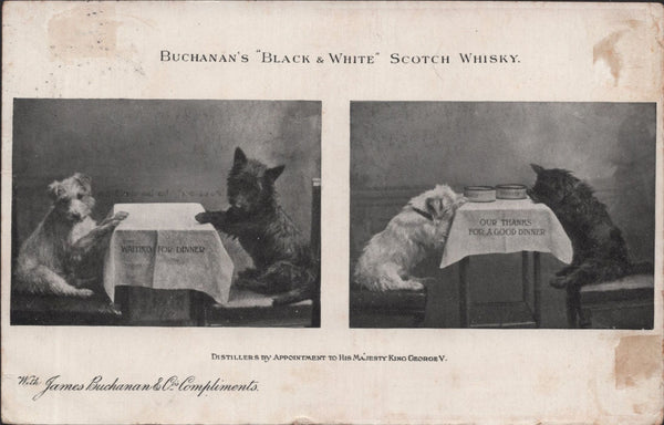 141307 1911 FIRST U.K. AERIAL POST LONDON POSTCARD IN BROWN TO EASTBOURNE WITH 'BUCHANAN'S 'BLACK AND WHITE' SCOTCH WHISKY'  ADVERT.