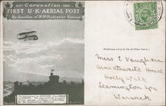 141310 1911 FIRST U.K. AERIAL POST LONDON POSTCARD IN OLIVE-GREEN TO LEAMINGTON SPA, POSTED FROM 'ARDING AND HOBBS'.