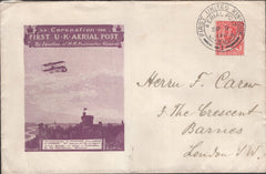 141318 1911 FIRST U.K. AERIAL POST LONDON PRIVILEGE ENVELOPE IN VIOLET TO LONDON WITH 'LONDON' CANCELLATION.