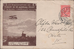 141319 1911 FIRST U.K. AERIAL POST LONDON EMERGENCY ENVELOPE IN DARK BROWN TO ACTON.