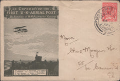 141320 1911 FIRST U.K. AERIAL POST LONDON EMERGENCY ENVELOPE IN OLIVE-GREEN TO LONDON.