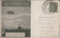 141321 1911 FIRST U.K. AERIAL POST WINDSOR POSTCARD IN OLIVE-GREEN TO ESSEX WITH KEDVII 1/2D, WINDSOR CANCELLATION.