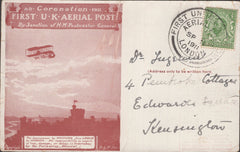 141325 1911 FIRST U.K. AERIAL POST LONDON POSTCARD IN RED-BROWN TO KENSINGTON.