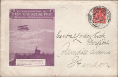 141326 1911 FIRST U.K. AERIAL POST WINDSOR PRIVILEGE ENVELOPE IN VIOLET TO HENDON.