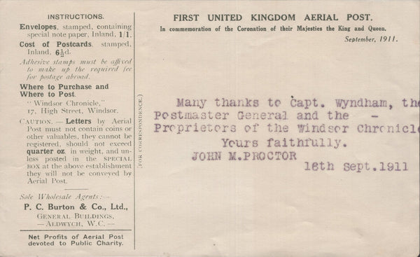 141326 1911 FIRST U.K. AERIAL POST WINDSOR PRIVILEGE ENVELOPE IN VIOLET TO HENDON.