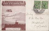 141328  1911 FIRST U.K. AERIAL POST LONDON REPRINT POSTCARD IN BROWN TO CHRISTCHURCH, NEW ZEALAND.